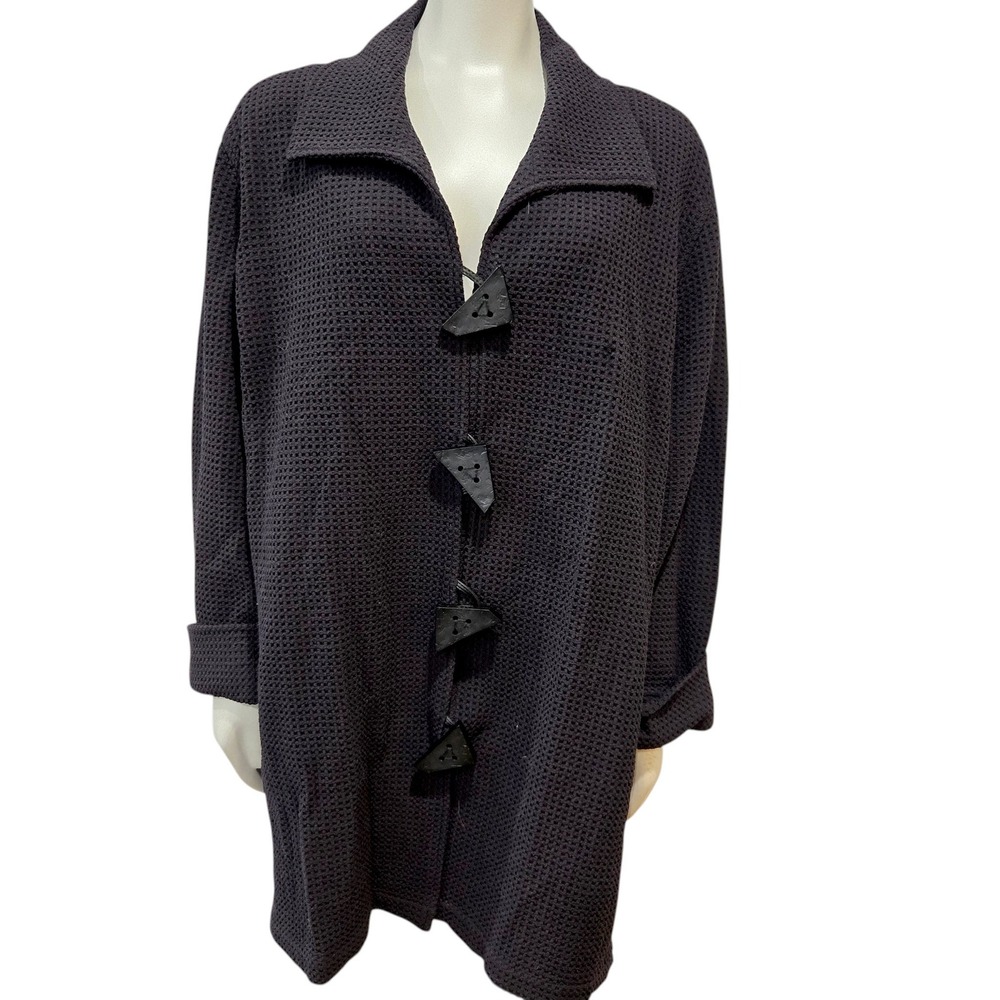 Caroline Rose Waffle Knit swing Jacket Plus Sz 2X large Triangle Buttons Casual